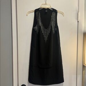 H&M Black Mini Dress with Silver Bead Accents